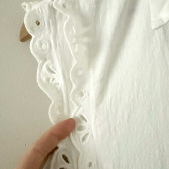 Lily Mae Boutique Cotton Eyelet Lace Sleeveless Cropped Blouse in White - M - Picture 3 of 6
